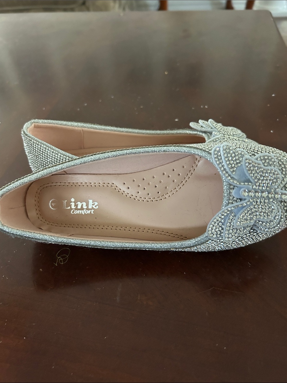 Link Silver Rhinestone Loafers with Tan Lining - Picture 2 of 6